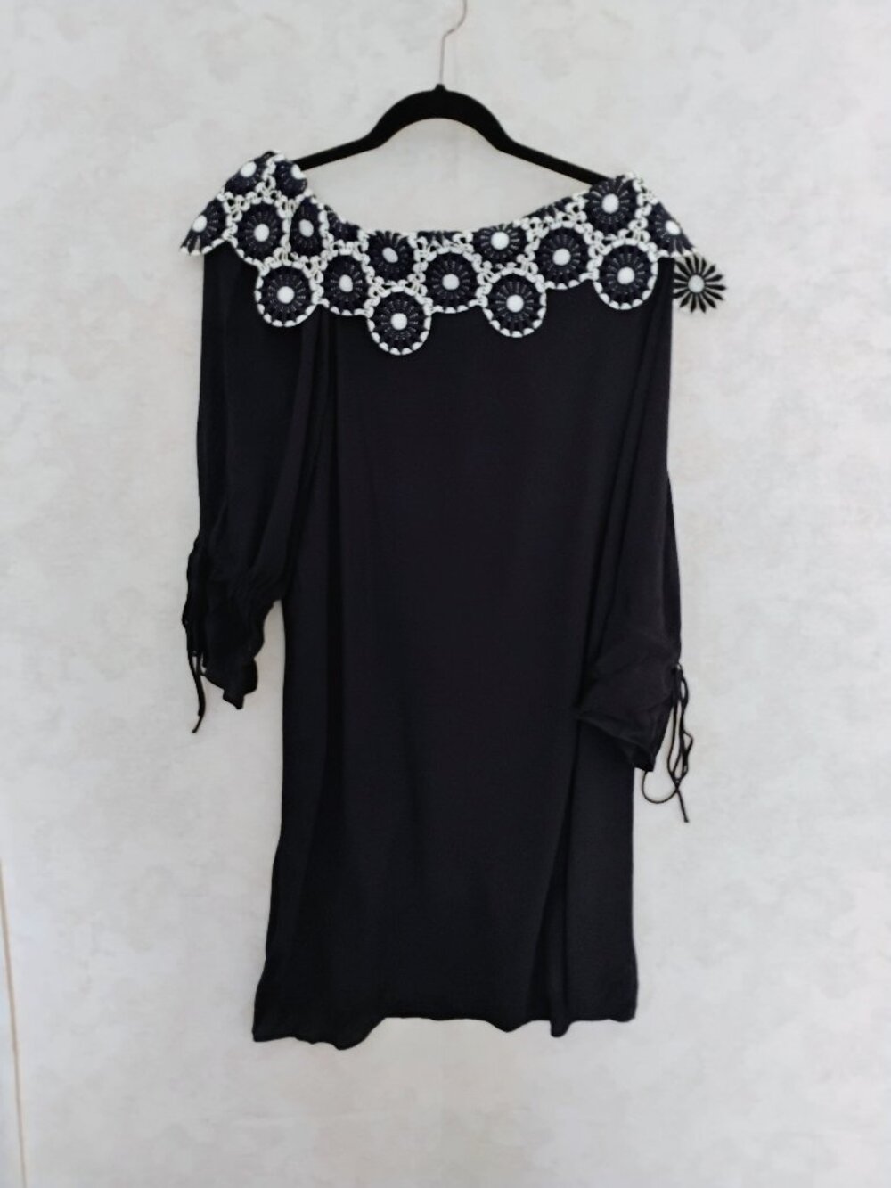 LOFT Navy Crochet Trim Boho Mini Dress Size Medium